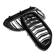 Pair Gloss Black Front Dual Slats Front Car Grilles For BMW 5 Series