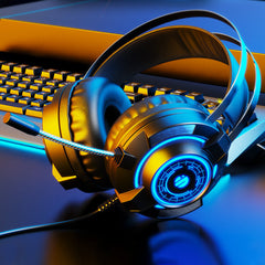 Gaming Headset RGB Light Head-Mounted Wired Headset For Desktop Computers Laptops