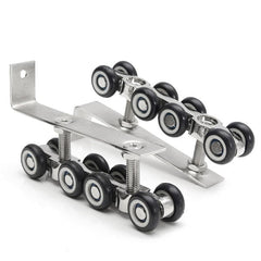 2pcs Stainless Steel Sliding Wooden Door Closet Track Pulley 8 Wheel