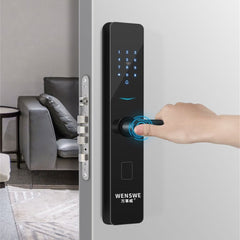 Aluminum Alloy Fingerprint Lock Household Anti-Theft Door Smart Lock With One Grip Electronic Code Lock Gemstone Black Paint Process