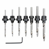 7pcs 1/8 to 7/32 Inch HSS Countersink Drills Bit Reamer Set Woodworking Chamfer