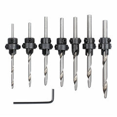 7pcs 1/8 to 7/32 Inch HSS Countersink Drills Bit Reamer Set Woodworking Chamfer