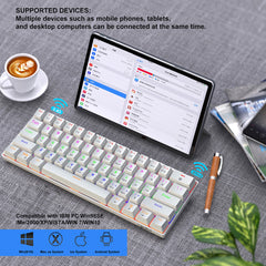 Mechanical Keyboard 61 Keys Triple Mode Wireless Bluetooth 5.0 2.4GHz Type-C Wired Blue Switch RGB Backlit Gaming Keyboard