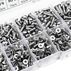 M3SH8 M3 Stainless Steel Hex Socket Button & Flat Head Screw Bolt Assortment Kit 720Pcs