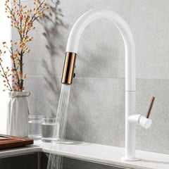 Black Gold Plating Brass Kitchen Sink Faucet Pull Out Down Hot Cold Water Single Handle Basin Mixer Tap