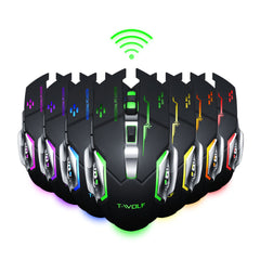 Wireless Rechargeable Mouse 2400DPI Bluetooth5.0+2.4G Dual Mode 4 Buttons Home Office Mouse with LED Backlit for Laptop PC Notebooks