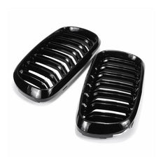 Gloss Black Front Sport Grill Grille Double Line