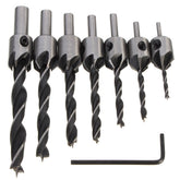 7pcs 3mm-10mm 5 Flutes Countersink Drill Bit Set HSS Carpentry Reamer Woodworking Chamfer