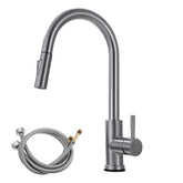 304 Stretching Faucet Double Inlet Pipe Two Outlet Methods Thin Head Silver