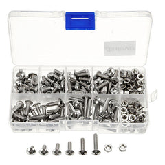 M4SP1 M4 Stainless Steel Phillips Round Head Screws Bolts Nuts Assortment Kit 250Pcs
