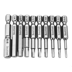 10pcs SAE 5/64-5/16 Inch Hex Head Screwdriver Bit 1/4 Inch Hex Shank Magnetic Screwdriver Bit