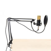 Professional Condenser Microphone Sound Audio Studio Recording Microphone System Kit Brocasting Adjustable Mic Suspension Scissor Arm Filter