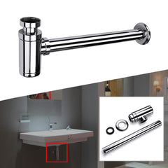 Standard 1-1/4'' Chrome Brass Round Bottle Waste Trap P-Trap Bathroom Basin Sink Pipe Cleaner