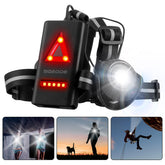 LED Headlamp Fishing Headlight Bike Running Light Waterproof With 120 Adjustable Beam Safety Warning Belt With Rechargeable Battery