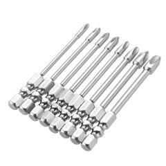 8Pcs 75mm/100mm Length Impact Phillips Screwdriver Bit High Torque Cross Screwdriver Bit S2 Strong Magnetic Screwdriver Bit