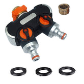 Hose Splitter Water Quick Connector Irrigation 2 Way Tap Garden With Swith 4 Gasket