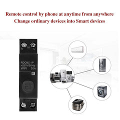 1P 50A 18mm WiFi Smart Circuit Breaker Remote Control Switch Works with Amazon Alexa Google Home