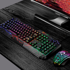 104 Keys Wired Keyboard & Mouse Set 4D RGB Backlight Gaming Keyboard 1600DPI Ergonomic Mouse