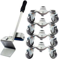 5Pcs Furniture Slider Mover & Lifter Tool Kit Easy Moving System Roller Riser Transport Trolley for Bulky Heavy Loads