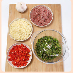 Manual Food Meat Grinder Vegetables Chopper Hand Press Blender Mixer 0.7/1.5/2L