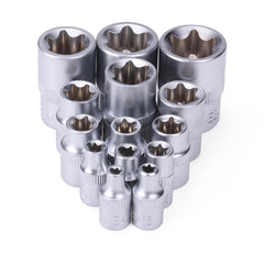 14pcs Tamper Proof Torx Star Bit Socket Set Female E Type Socket