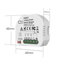 Mini WiFi Smart Light Switch 3 Gang 1/2 Way Module Smart Life/Tuya App Control for Amazon Alexa and Google Home