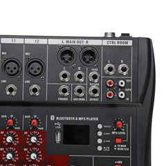 12 Channel Bluetooth Live Studio Audio Mixer Mixing Console with USB XLR Input 48V Phantom