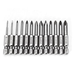 13pcs 50mm Magnetic Long Hex Shank Cross Head Screwdriver Bits