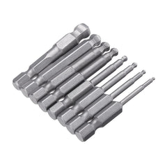 8pcs 50mm S2 Magnetic Ball Screwdriver Bits H1.5/2/2.5/3/4/5/6/8 Screwdriver Hex Shank