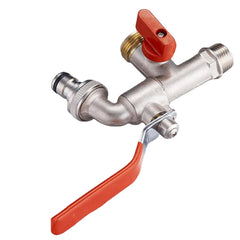 3/4'' Brass 1 in 2 out Washing Machine Faucet Male Thread Double Outlet Tap w/ Water Flow Control Valve