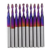 10pcs 3.175mm Shank 2mm End Mill Blue Coated Spiral Ball Nose CNC Milling Cutter