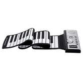 61 Keys Foldable Portable Roll Up Electronic Piano 128 Tones Headphone Output with USB Power Cord