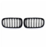 Gloss Black Front Sport Grill Grille Double Line