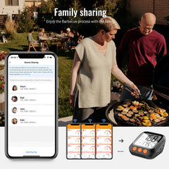 LCD Large Wide-angel Display Bluetooth Intelligent Barbecue Meat Thermometer 3.5"