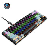68 Keys Mechanical Keyboard Type-C Wired Blue/Red Switch Black&Grey Keycaps Colorful LED Backlit Gaming Keyboard