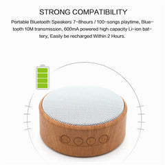 Wooden Wireless Bluetooth Speaker Stereo Bass Subwoofer TF Card AUX-In Portable Mini Soundbar with Mic