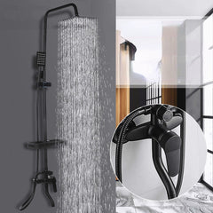 Wall Mount Exposed Shower System with Thermostatic 8 Inch Round/Square Shower Head Adjustable Handheld Sprayer and Bottle Faucet