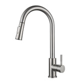 Brushed Stainless Steel Pull Out Kitchen Faucet 360 Rotation Hot And Cold Water Mixed Wash Basin Sink Tap