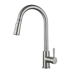 Brushed Stainless Steel Pull Out Kitchen Faucet 360 Rotation Hot And Cold Water Mixed Wash Basin Sink Tap
