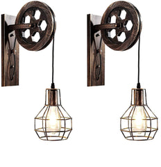 Adjustable Iron Wall Lamp Lifting Pulley Sconce Light Indoor 4 Color Without Light Bulb