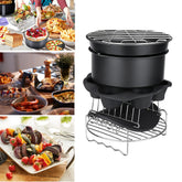 9inch 12pcs/Set Air Fryer With Baking Pad Pot Silicone Mat BBQ Grill Pan Multi-Purpose Cooking Accessories