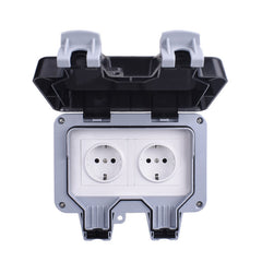 Weatherproof Waterproof Outdoor EU Wall Power Socket 16A Double EU Standard Electrical Outlet Grounded