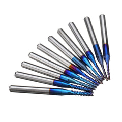 10pcs 1.1-2.0mm Blue NACO Coated PCB Bits Carbide Engraving Milling Cutter For CNC Tool Rotary Burrs