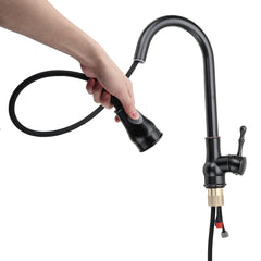 Kitchen Sink Faucet Pull Out Sprayer 360 Rotate Single Handle Mixer Tap Copper