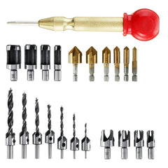 23Pcs Chamfer Countersink Drill Bit 6pcs 1/4 Inch Hex 5 Flute 90 Degree Countersink Drill Bits