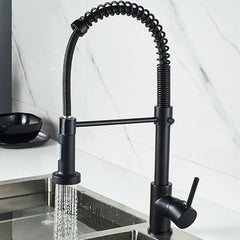 Matte Black Spring Kitchen Sink Faucet Pull Out Spout Single Lever Hot Cold Water Mixers Tap Down Sprayer