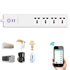 Smart Power Strip 16A Universal With 4 Outlets/2* USB Ports Remote Voice Control Indian Plug Sockets Compatible With Amazon Alexa Google Home 2500W