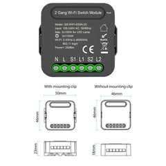 Switch Module with 2 Gang Dual Way Control App Smart Home Interruptor Work for Alexa Google Home