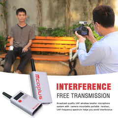 48 Channel UHF Wireless Lavalier Lapel Microphone with 2 Receiver 1 Transmitters for DSLR Camera XLR Camcorders PC Smartphone Mobile Devices