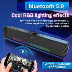 Soundbar Bluetooth 5.0 Speaker RGB Light Hi-Fi Stereo Sound Home Desktop Speaker Subwoofer USB Power Supply